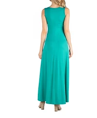 24seven Comfort Apparel Slim fit A Line Sleeveless Maternity Maxi Dress