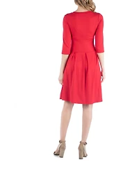 24seven Comfort Apparel Fit and Flare Scoop Neck Maternity Dress