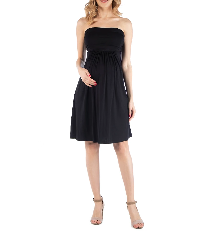 24seven Comfort Apparel Bandeau Top Empire Waist Short Maternity Dress