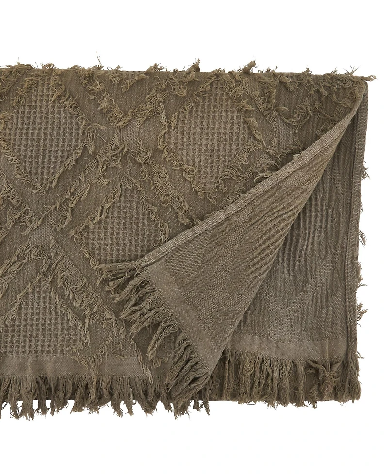 Saro Lifestyle Fringe Waffle Weave Runner