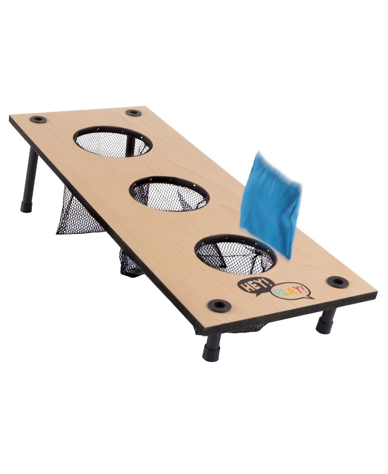 Hey Play 2-In-1 Washer Pitch And Beanbag Toss Set - Indoor Or Outdoor Wooden Classic Team Backyard And Tailgate Party Games For Kids And Adults