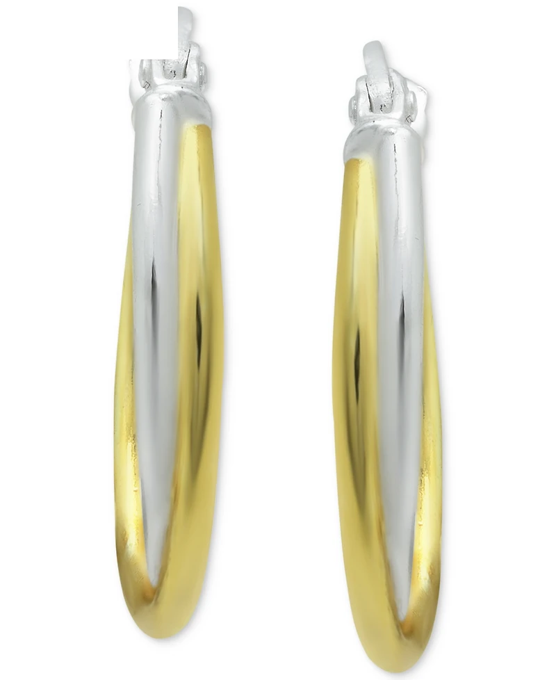Giani Bernini Extra Small Overlap Hoop Earrings in Sterling Silver and 18k Gold-Plate, 15mm, Created for Macy's