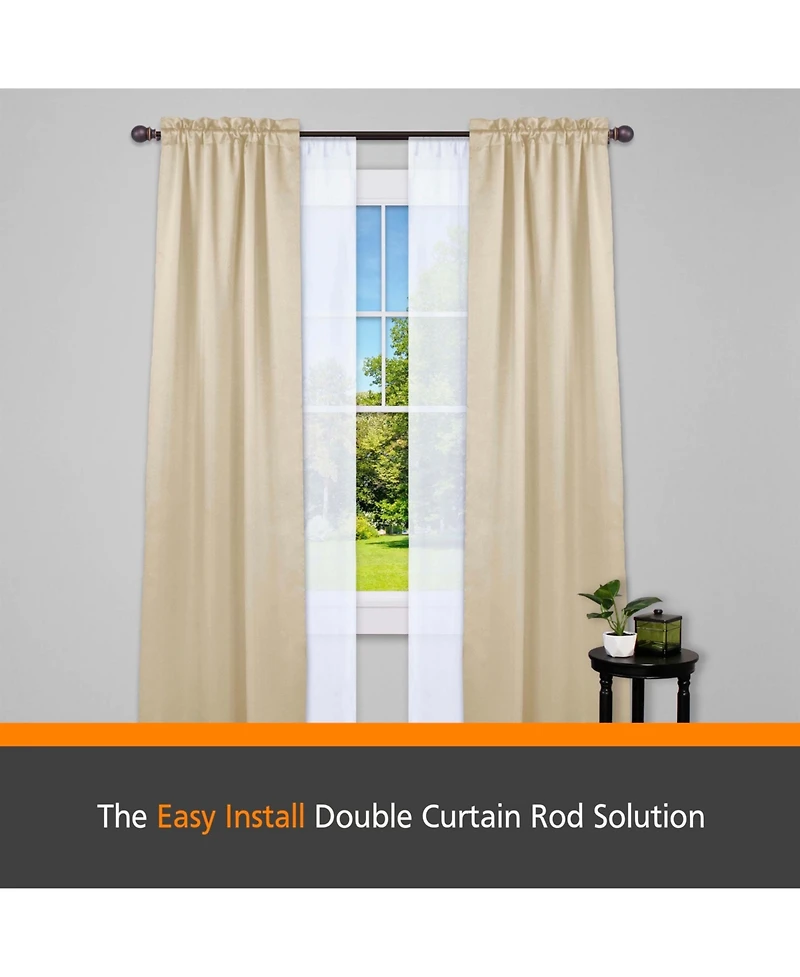 Kenney Fast Fit Easy Install Birkin 5/8" Decorative Window Double Curtain Rod