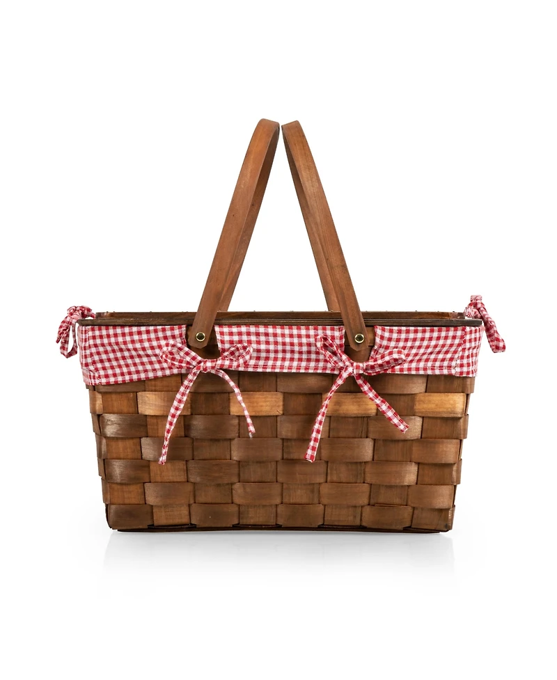 Picnic Time Kansas Handwoven Wood Picnic Basket
