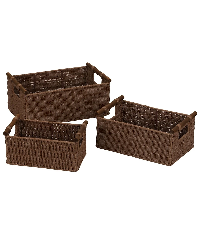 Household Essentials Decorative Woven Baskets Set of 3, Small, Medium and Large