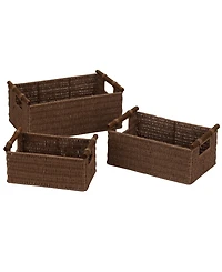 Household Essentials Decorative Woven Baskets Set of 3, Small, Medium and Large
