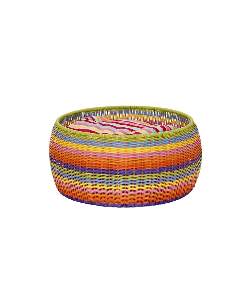 Household Essential Indoor Outdoor Resin Wicker Low Barrel Basket Side Table