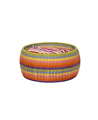 Household Essential Indoor Outdoor Resin Wicker Low Barrel Basket Side Table