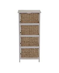 Household Essential Whitewash 4-Basket Storage Tower