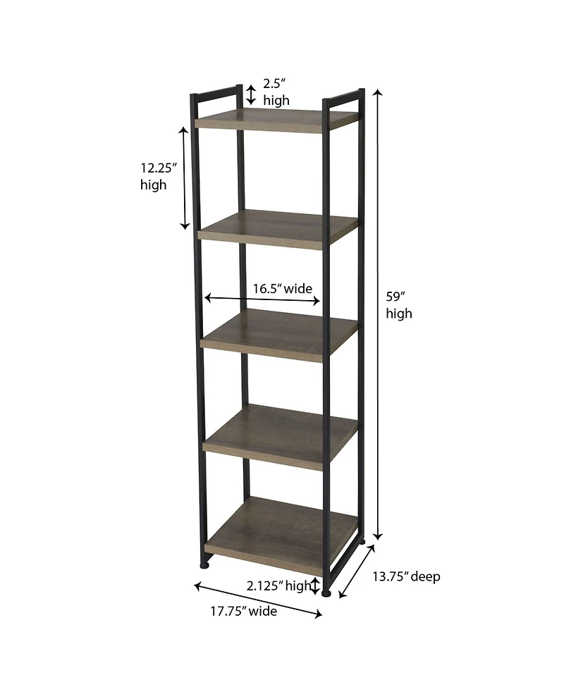 Household Essential Ashwood 5-Shelf Storage Tower