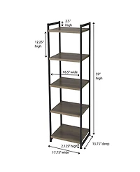 Household Essential Ashwood 5-Shelf Storage Tower