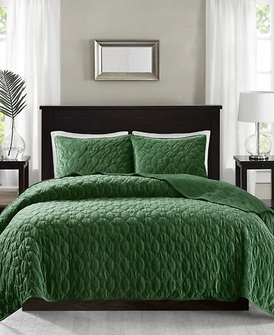 Madison Park Harper Quilted Velvet 3-Pc. Quilt Set, Full/Queen