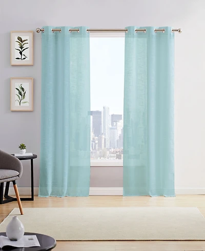Dainty Home Hannah Linen Textured Light Filtering Window Panel Set, 76" W x 96" L