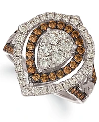 Le Vian Chocolate & Nude Diamond Cluster Halo Ring (1-9/10 ct. t.w.) in 14k Rose