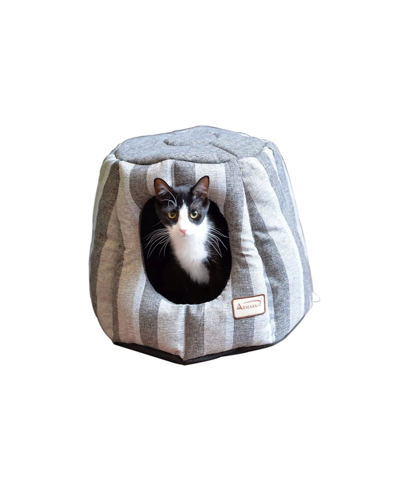 Armarkat Cat Cave Shape Bed With Anti-slip Waterproof Base, Removable Cushion Mat, C30CG, Gray and Silver