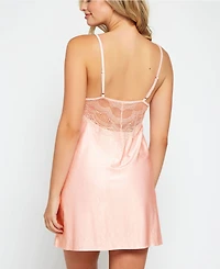 iCollection Ultra Soft Lace Trimmed Knit Chemise Lingerie