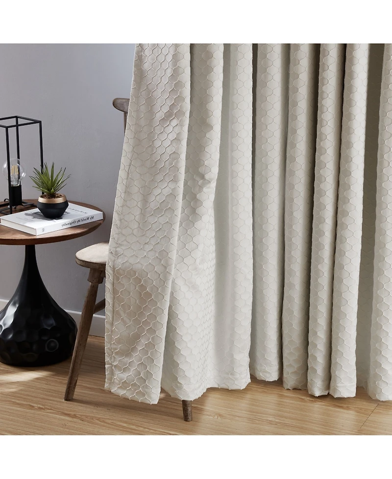Hlc.me Siena Pattern 100% Complete Blackout Thermal Insulated Double Layer Window Curtain Grommet Panels for Living Room & Bedroom