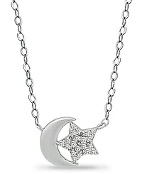 Giani Bernini Cubic Zirconia Moon & Star Pendant Necklace in Sterling Silver, 16" + 2" extender, Created for Macy's