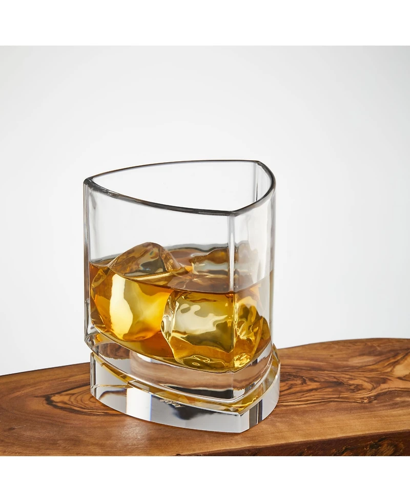 Joyjolt Aqua Vitae Off Base Triangle Whiskey Glasses, Set of 2