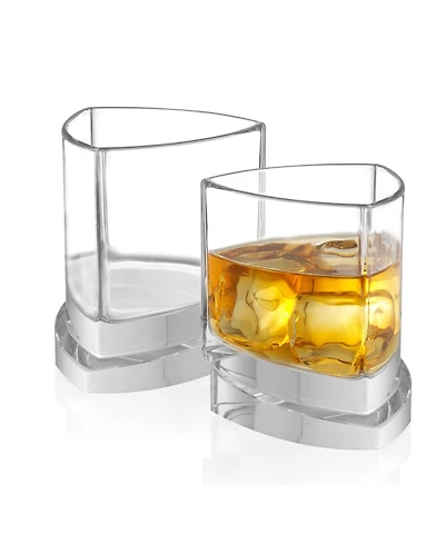 Joyjolt Aqua Vitae Off Base Triangle Whiskey Glasses, Set of 2