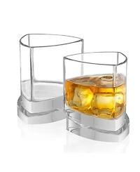 Joyjolt Aqua Vitae Off Base Triangle Whiskey Glasses, Set of 2