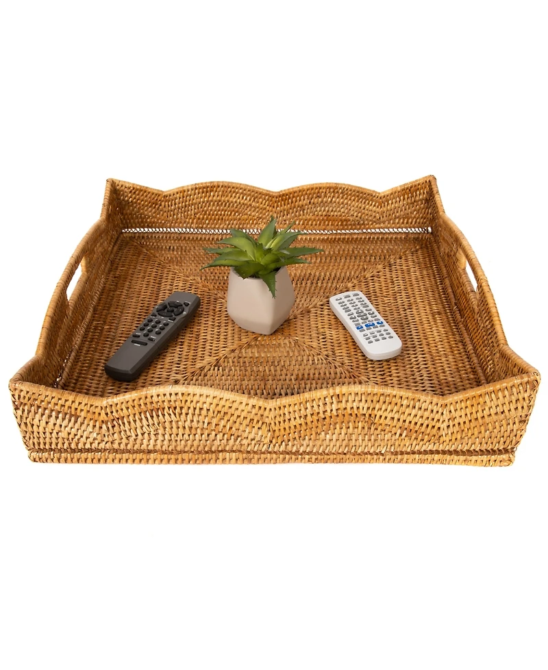 Artifacts Trading Company Rattan Scallop Collection Square Tray