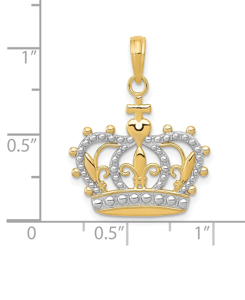 Sovereign Crown Charm Pendant in 14k Gold & White Rhodium Plated