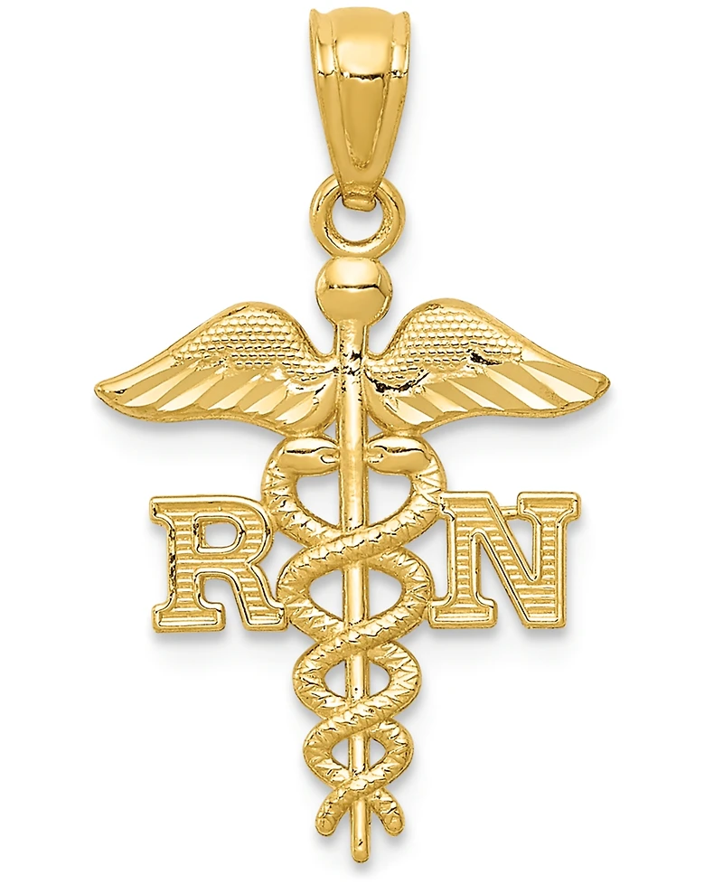 Registered Nurse Charm Pendant in 14k Yellow Gold