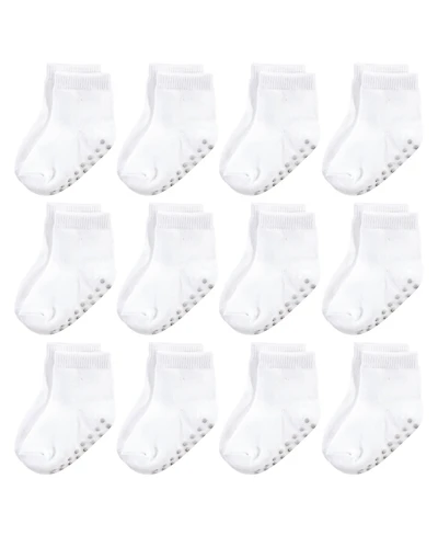 Touched by Nature Toddler Girls Cotton Socks with Non-Skid Gripper for Fall Resistance, Pink Black, 2-4