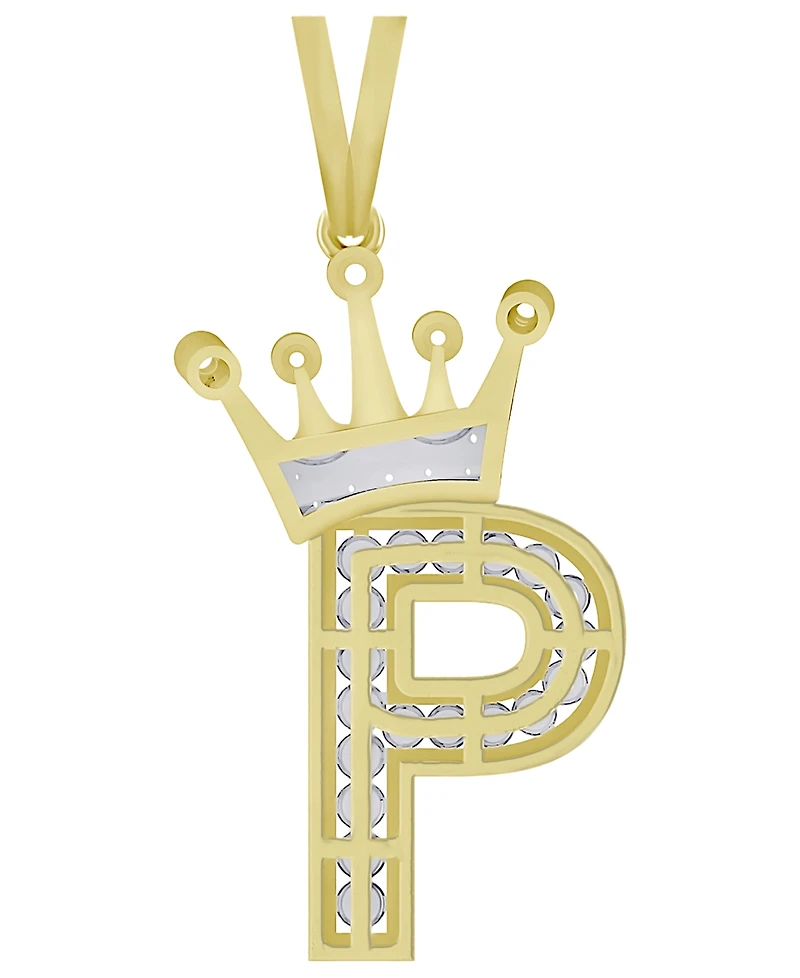 Men's Diamond (3/8 ct.t.w.) Crowned Initial Pendant in 10k Yellow Gold