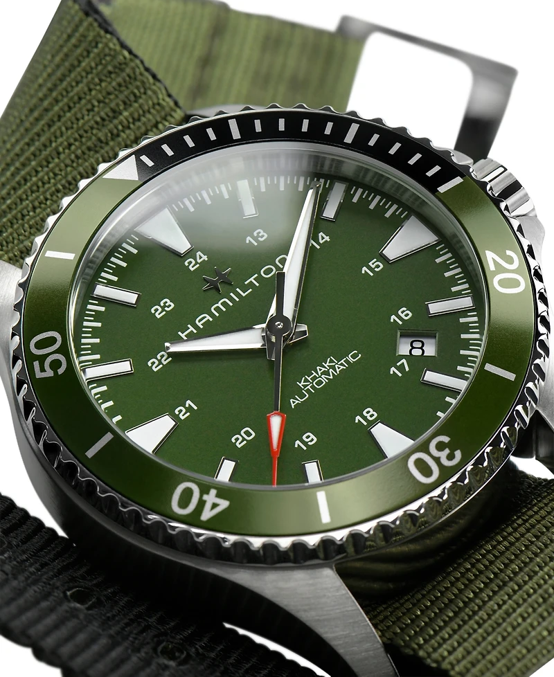 Hamilton Unisex Swiss Automatic Scuba Green Nato Strap Watch 40mm