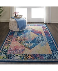 Nourison Home Ankara Global ANR04 Blue and Multi 4' x 6' Area Rug