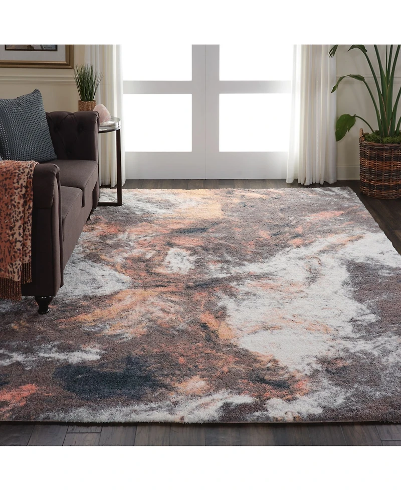 Nourison Home Corsica Shag CRC05 Blue and Multi 7'6" x 9'6" Area Rug