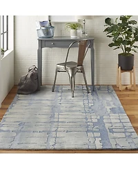Nourison Home Symmetry SMM04 Blue and Gray 3'9" x 5'9" Area Rug