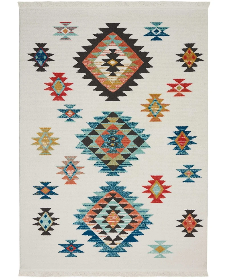 Nourison Home Navajo NAV07 White 5'3" x 7'6" Area Rug