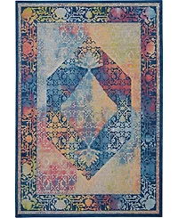 Nourison Home Ankara Global ANR04 Blue and Multi 4' x 6' Area Rug