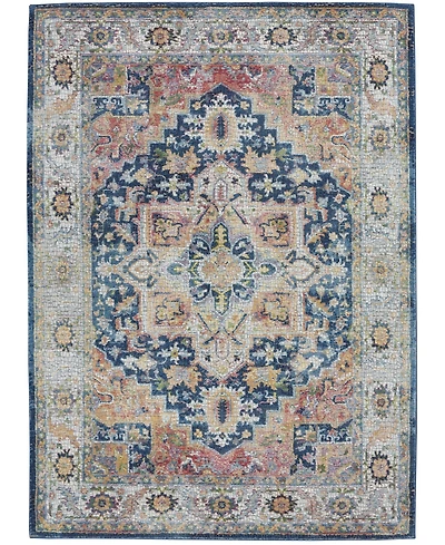 Nourison Home Ankara Global ANR11 Blue and Multi 4' x 6' Area Rug
