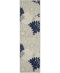 Nourison Home Aloha ALH05 Ivory and Navy 2'3" x 8' Runner Rug