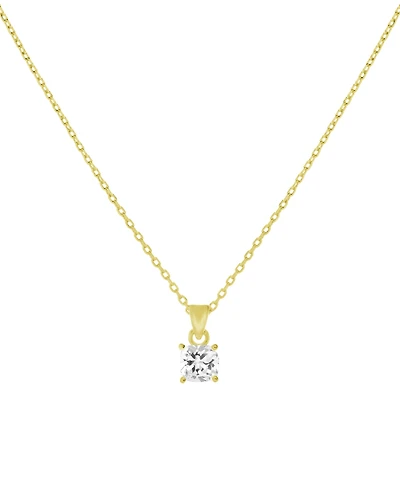 And Now This Cubic Zirconia Solitaire Pendant Necklace, 16" + 2" extender Gold Plate