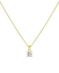 And Now This Cubic Zirconia Solitaire Pendant Necklace, 16" + 2" extender Gold Plate