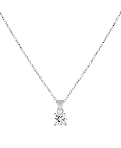 And Now This Cubic Zirconia Solitaire Pendant Necklace, 16" + 2" extender in Gold Plate