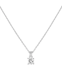 And Now This Cubic Zirconia Solitaire Pendant Necklace, 16" + 2" extender in Gold Plate