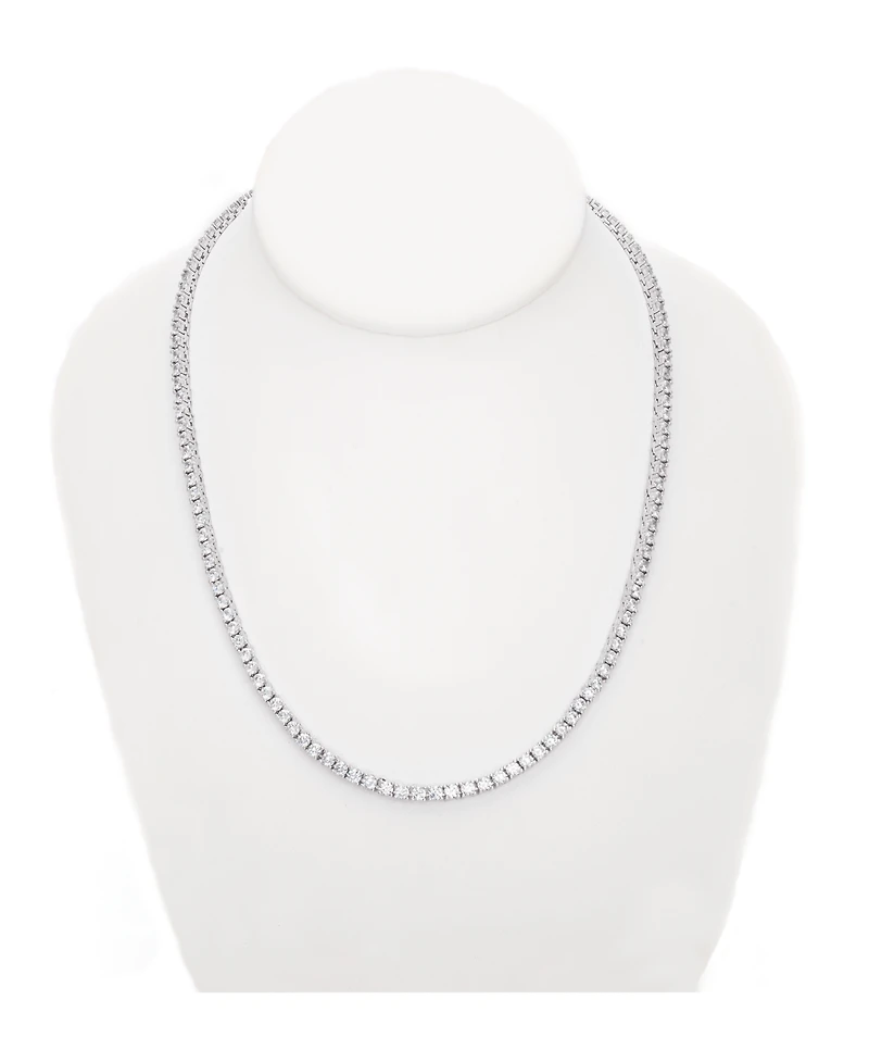 Cubic Zirconia Tennis Necklace In Silver Plate or Gold Plate