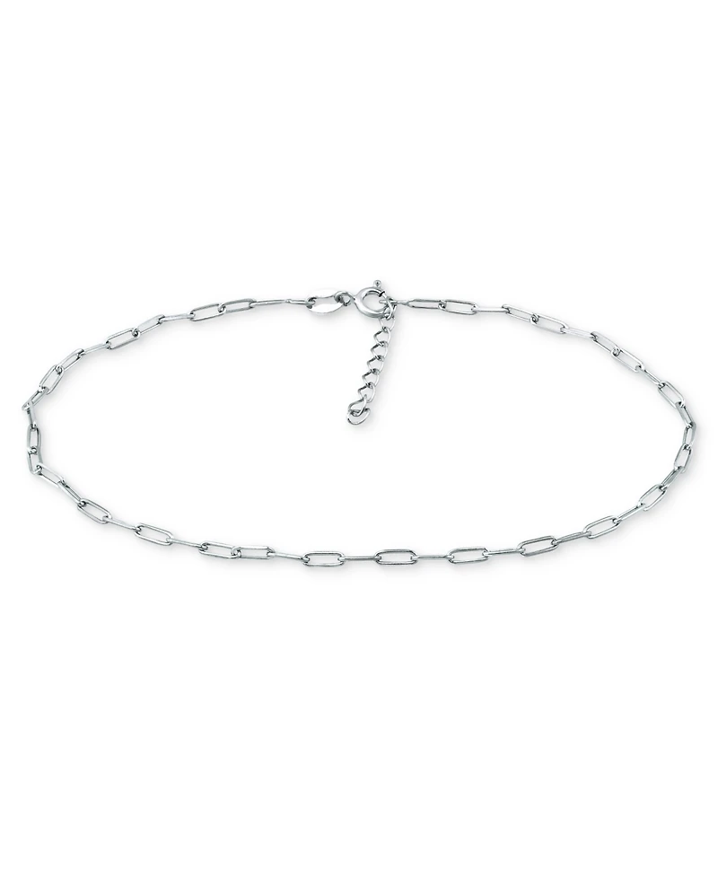 Giani Bernini Paperclip Link Ankle Bracelet Sterling Silver and 18k Over Silver, Created for Macy's