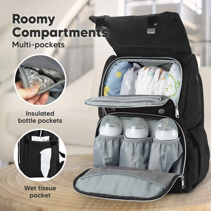 KeaBabies Baby Explorer Diaper Backpack Bag, Large, Waterproof Bags, Multi Functional Backpacks