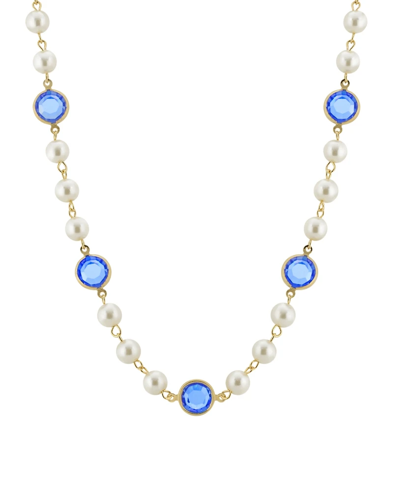 2028 Gold-Tone Imitation Pearl with Channels 16" Adjustable Necklace