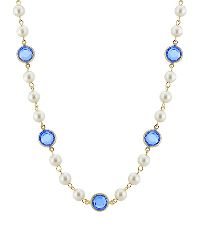 2028 Gold-Tone Imitation Pearl with Channels 16" Adjustable Necklace