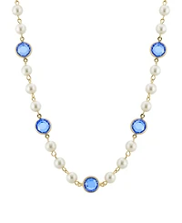 2028 Gold-Tone Imitation Pearl with Channels 16" Adjustable Necklace