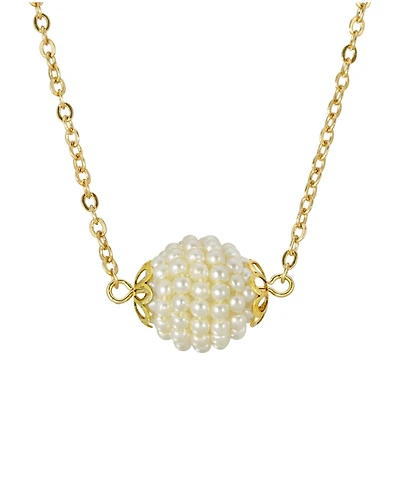 2028 Gold-Tone Round Faux Seeded Imitation Pearl Single Ball 16" Necklace