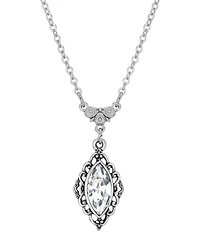2028 Silver-Tone Crystal Diamond Drop 16" Adjustable Necklace